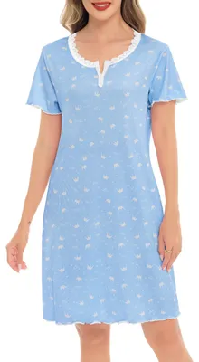 Immagine prodotto di Solidchoice - Camicia da notte da donna, maniche corte, scollo a V, vestaglia comoda, taglie dalla S alla XXL