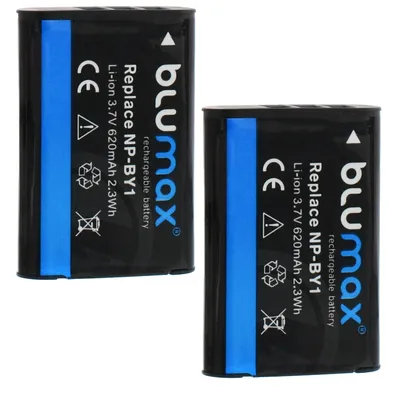 Produktbild von 2x Blumax Akku | für Sony NP-BY1 Digitalkamera | Kapazität 620mAh  |Spannung 4,2Volt | Video- und  Kamerazubehör