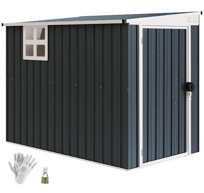 Produktbild von Outsunny Metall Gerätehaus 2,7m² 128x231x181cm Geräteschuppen mit Pultdach