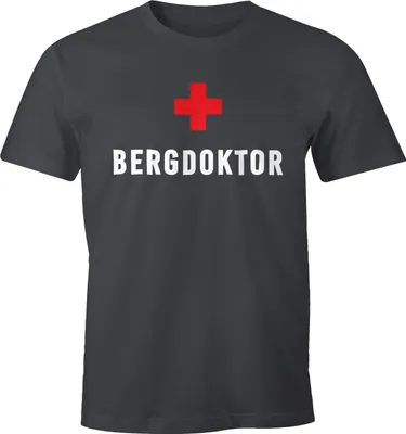 Produktbild von Herren T-Shirt Bergdoktor Fun-Shirt Apre Ski Party-Shirt Moonworks® dunkelgrau M