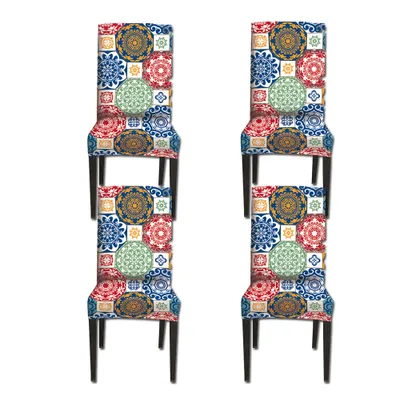 Obrázek produktu pro Potahy na židle 4-pack, univerzální potah na jídelní židle s boho potiskem, barva: #3