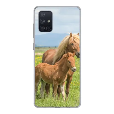 Produktbild von MuchoWow® Handyhülle Schutzhülle Hülle für Samsung Galaxy A51 Pferde - Fohlen - Gebirge Silikon Softcase Handy Hülle - Schutzabdeckung