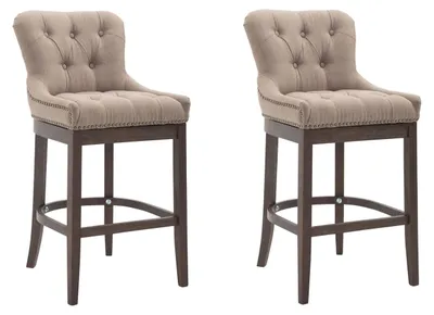 Produktbild von CLP 2er Set Barhocker Lakewood Stoff gepolstert taupe Gestell Farbe antik