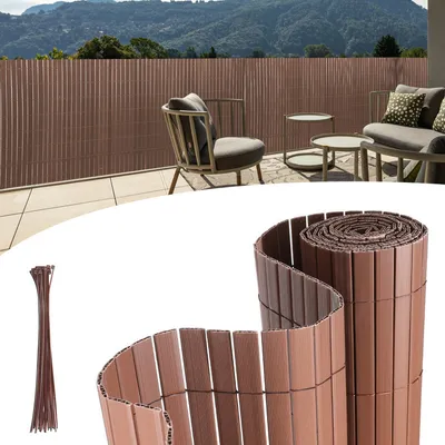 Produktbild von TolleTour PVC Sichtschutzmatte UV-Schutz Sichtschutzzaun Balkon Terrasse Windschutz Sichtschutz Outdoor Balkonverkleidung Wetterfest für Balkon Garten Markise Zaun Terrasse Braun 180x500cm