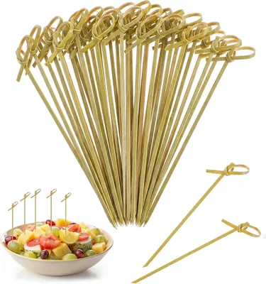 Produktbild von Spieße - Fingerfood - Bambus - Holzspieße mit Knoten - Shashlik-Spieße - Holzspieße - Cocktailspieße - 12 cm - Spieße für Snacks