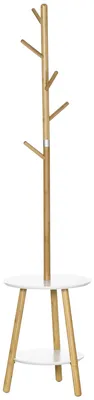 Obrázok produktu pre HOMCOM Stojan na kabáty, 171 cm, s 5 háčikmi, odkladací stolík