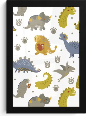 Produktbild von MuchoWow® MuchoWow® Gerahmtes Poster Dinosaurier - Kinder - Design - Jungen - Mädchen - Kinder 20x30 cm - Poster mit zchwarzem Bilderrahmen - Drucken - Bilder Poster im Rahmen