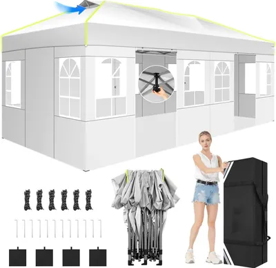 Obrázok produktu pre Pavilón, nepremokavá tkanina, jednoduchá inštalácia, biely, 3x6 m