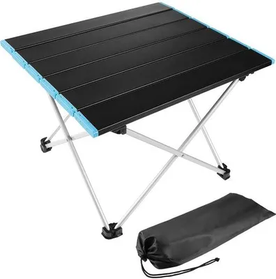 Produktbild von Ibenzoa® Faltbarer Campingtisch – Leichte Aluminium‑Tischplatte, inkl. Tragetasche, 1,12 kg, Tragkraft 25 kg, Silber/Schwarz, Packmaß 44×15×6,5 cm