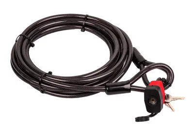 Produktbild von BigDean Kabelschloss Schlaufenkabel 5m - Diebstahlsicherung für Fahrrad Motorrad-Zubehör Grill & Gartenmöbel -ummanteltes Stahlseil 10mm mit Schlaufen