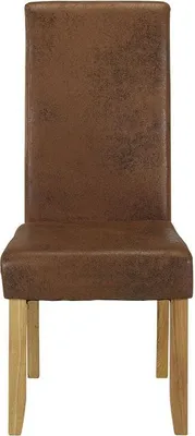 Produktbild von 2er Set SANTOS Stühle - Mikrofaser-Imitat aus gealtertem Leder - Helle Holzbeine