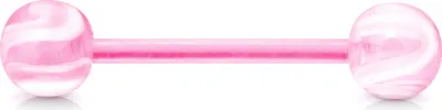 Produktbild von viva-adorno Barbell Piercing Stab Zungenpiercing Kunststoff Marmor Kugeln weiß marmoriert Kunststoff verschiedene Farben Z313,pink