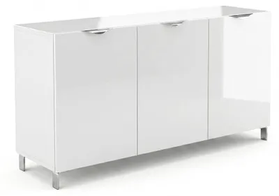 Produktbild von Kommode Weiß Hochglanz - 150 cm Breite - Moderner MDF Mehrzweckschrank Soft-Close