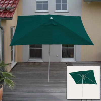 Produktbild von Mendler Sonnenschirm, rechteckig, 2x3m, grün, Polyester/Alu, neigbar, UV-Schutz 50+, halbierbarer Mast, 4,5kg, BSCI-zertifiziert