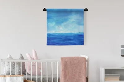 Produktbild von MuchoWow® Wandteppich Wandbehang Aquarell - Meer - Himmel 60x60 cm Tapisserie Dekoration Wandtuch - Dekorationen - Wand Decke