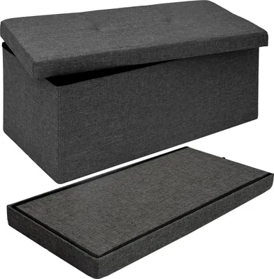 Produktbild von Faltbare Sitzbank 76x38x38 cm mit Trennwand Sitztruhe 80L Polsterbank Dunkelgrau