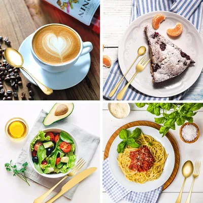 Produktbild von Besteckset für 6 Personen, 36-teiliges rostfreies Edelstahl-Goldbesteckset, inkl. Messer, Gabel, Löffel, Besteckset hochglanzpoliert, spülmaschinenfest (Gold)