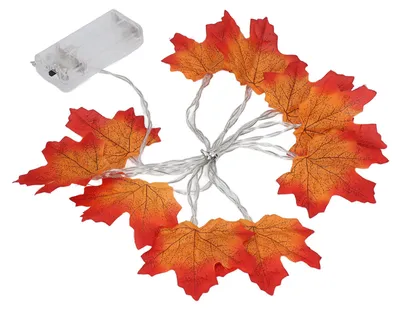 Immagine prodotto di Catena luminosa a forma di foglie d'acero con 10 lampadine LED, ghirlanda autunnale alimentata a batteria, ideale per decorazioni di Halloween e Thanksgiving, lunghezza 1,65 metri