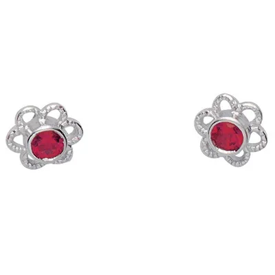 Produktbild von Miamar 01.KS133R Mädchen Ohrstecker Blume Silber Zirkonia pink