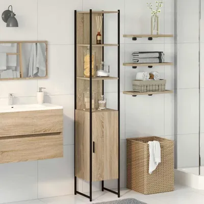 Produktbild von vidaXL Badezimmerschrank Sonoma 33 x 33 x 185,5 cm Holzwerkstoff