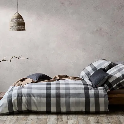 Produktbild von Fleuresse gewebte Edelflanell Bettwäsche Lech Karo grau 240x220 cm + 2x 80x80 cm