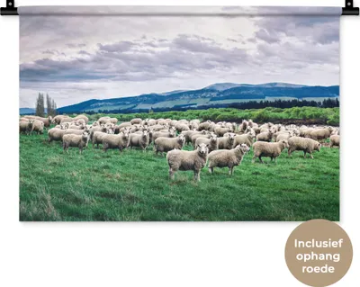 Produktbild von MuchoWow® Wandteppich Wandbehang Schafe - Natur - Gras 60x40 cm Tapisserie Dekoration Wandtuch - Wanddekorationen