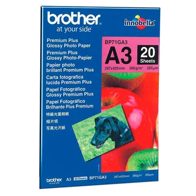 Zdjęcie produktu dla Brother BP71GA3, Połysk, 260 g/m², A3, Niebieski, Czerwony, 20 ark., 265 µm