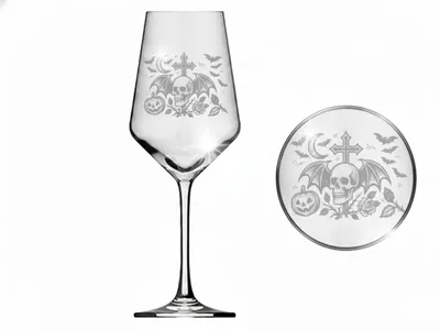 Gothic Totenkopf-Weinglas 350 ml, spülmaschinenfest, 21 cm