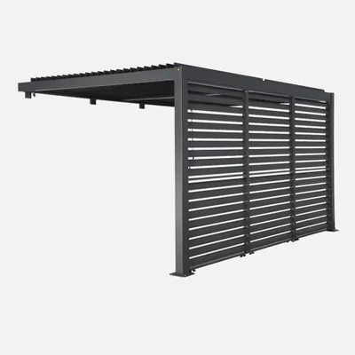 Produktbild von sweeek - Wand Pergola Palace 3x4m mit Lamellendach + 3 Lamellenwände 130cm - Anthrazit