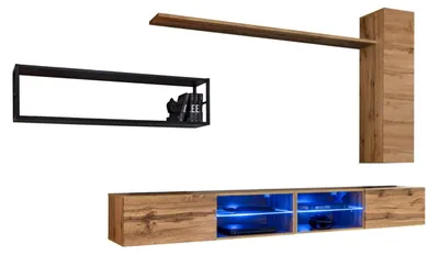 Produktbild von Braun Luxus Neu Wohnwand Set Wohnzimmermöbel Einrichtung Wandschrank Wand Regal