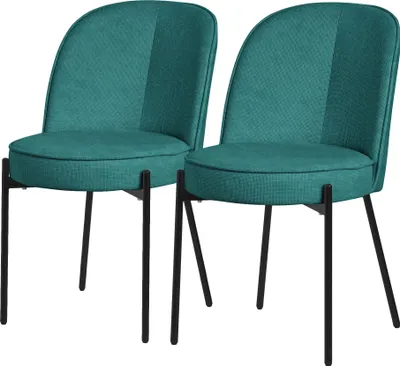 Produktbild von ML-Design Esszimmerstühle 2er Set Petrol Küchenstühle aus Polyester mit Metallbeinen Wohnzimmerstühl mit Rückenlehne Polsterstühle für Esszimmer Küche