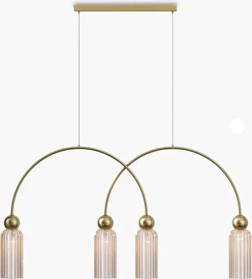 Produktbild von Pendelleuchte Metall Glas E14 H: max. 60 cm in Gold Cognac 4-flammig rund Modern