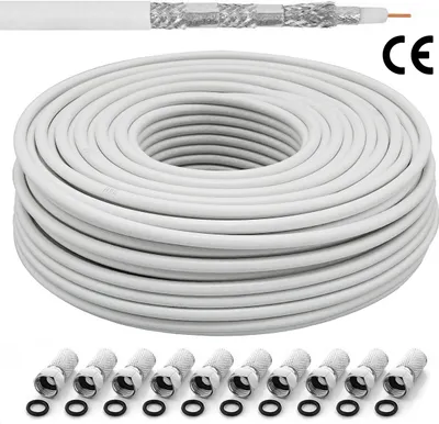 Produktbild von ORSEM 25m Sat Koaxial Kabel 140dB / 6-Fach geschirmt Ø 8,4 mm für DVB-S S2 / DVB-T & DVB-C Full HD 4K HDTV Antennenkabel inkl. 2x F-Stecker
