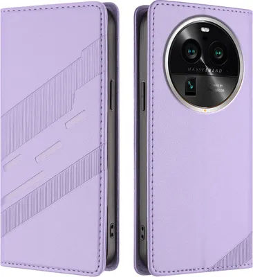 Produktbild von Hülle für Oppo Find X6 Pro, Kunstleder Brieftaschen Handyhülle mit Kartenfach und Standfunktion Violett