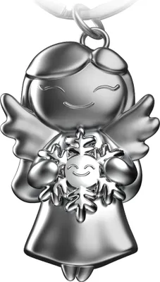 Produktbild von "Star" Schutzengel Schlüsselanhänger - Glücksengel mit Schneeflocke in Silber - Engel Glücksbringer