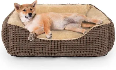 Produktbild von Hundebett für mittelgroße Hunde, waschbar, Plüschhundebett, Antislip-Hundebett, 63 x 53 x 20 cm