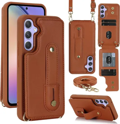 Produktbild von Handy Hülle Fliphülle für Samsung Galaxy S26 Plus Kunstleder Crossbody Braun