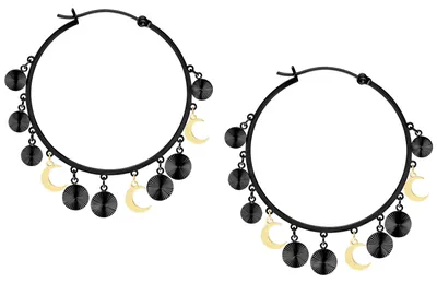 Produktbild von Wildcat Ohrringe - Celestial Hoops - Metal noir - Chirurgenstahl 316L - wasserfest, langlebig, hautverträglich, Schwarz