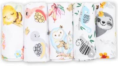 Zdjęcie produktu dla Pieluchy moltonowe 80x80 cm, 5 sztuk, 100% bawełna, dla niemowląt