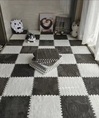 Produktbild von Weiche Plüsch-Kindermatte, Babyspielmatte, Babyspielzeug, Eva-Schaum, Puzzle-Teppich, Kinderzimmer-Spielmatte, 30 x 30 x 0,8 cm (10 Stück)