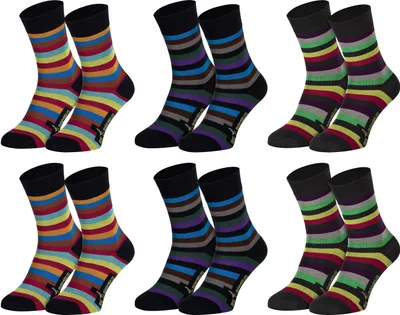 Produktbild von Tobeni 6 Paar Bambussocken ohne Gummi Damen Herren Business-Socken, Farbe:Fröhliche Farben, Grösse:39-42