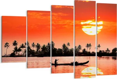 Produktbild von Bild auf Leinwand - Leinwandbild - Kanal boot kultur sonnenuntergang - 150x100cm - Wand Bild - Wanddeko - Leinwanddruck - Bilder - Kunstdruck - Leinwand bilder - Wandkunst - EG150x100-2711