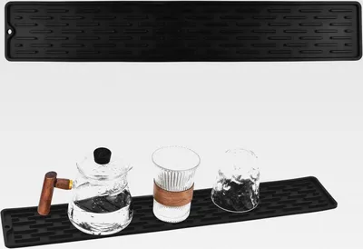 Produktbild von AbtropfMATTe Schmal Silikon Abtropf matte Geschirr Spritzschutz Spülbecken Rutschfest Spülmatte Abtropfmatt Wasserhahnschutz AbtroPFMATtE für Glasbecher Trinkglas, 55 x 8,8 x 0.5cm
