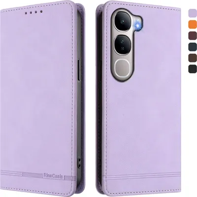 Immagine prodotto di Custodia per Vivo Y31 5G, retro custodia in Finto cuoio flip con supporto e slot per carte Purple