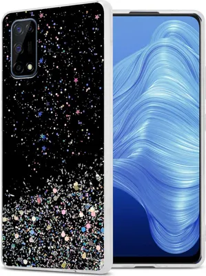 Immagine prodotto di Custodia Cadorabo per Realme 7 4G in nero con glitter Custodia protettiva in silicone TPU flessibile con glitter scintillanti Custodia Cover Etui per telefono cellulare