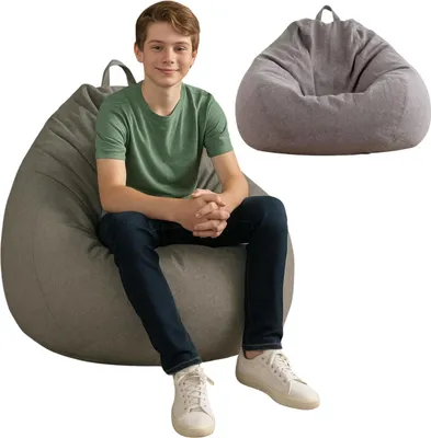 Obrázok produktu pre AD.CON Beanbag s výplňou z EPS guličiek Puff Relax kreslo Sedací vankúš Podlahový vankúš Bean bag 80x90x50cm 185L Tmavo sivá