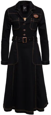 Obrázok produktu pre Dámske šaty Queen Kerosin Workwear Swing Denim (čierne,XS)