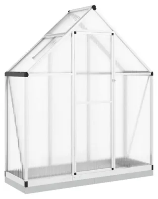 Produktbild von vidaXL Gewächshaus mit Fundamentrahmen Silbern 169x58x202cm Aluminimum