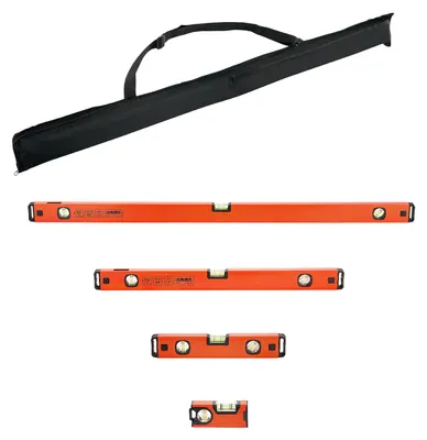 Produktbild von SucceBuy 4-teiliges Wasserwaagen-Set, 12/30/60/100 cm Richtwaagen mit 3 Libellen für 90°/45°/0°, Genauigkeit von 0,5 mm/m, magnetisch mit Vertikalansicht und Aufhängeloch, Messwerkzeug für Bauprojekte und Renovierungen