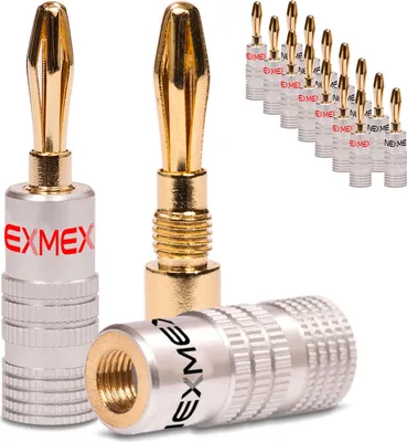 Produktbild von 16x Bananenstecker NEXMEX schraubbar vergoldet Lautsprecherkabel Stecker 4mm 24K